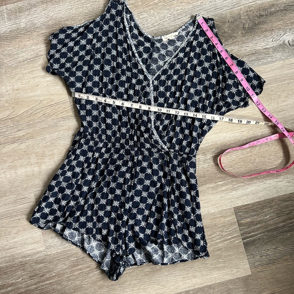 Hem & Thread Boho Print Wrap Cold Shoulder Romper - image 3